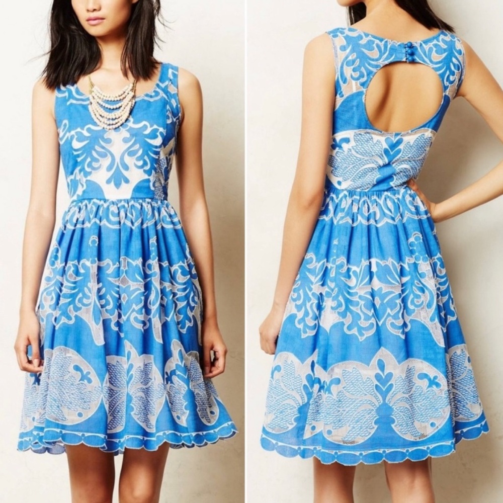 Anthropologie Blue and White Plenty by Tracy Reese Dress